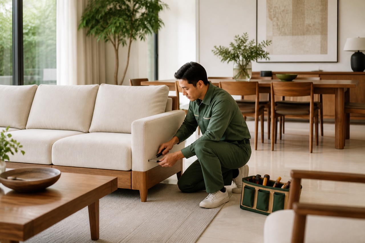Kỹ thuật viên kiểm tra và bảo dưỡng nội thất tại nhà