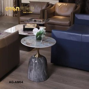 Bàn trà Decor mặt đá tròn hiện đại nội thất Greenfurni AG-AM04