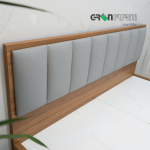 Giường ngủ gỗ bọc nệm hiện đại có hộc kéo HLG-406