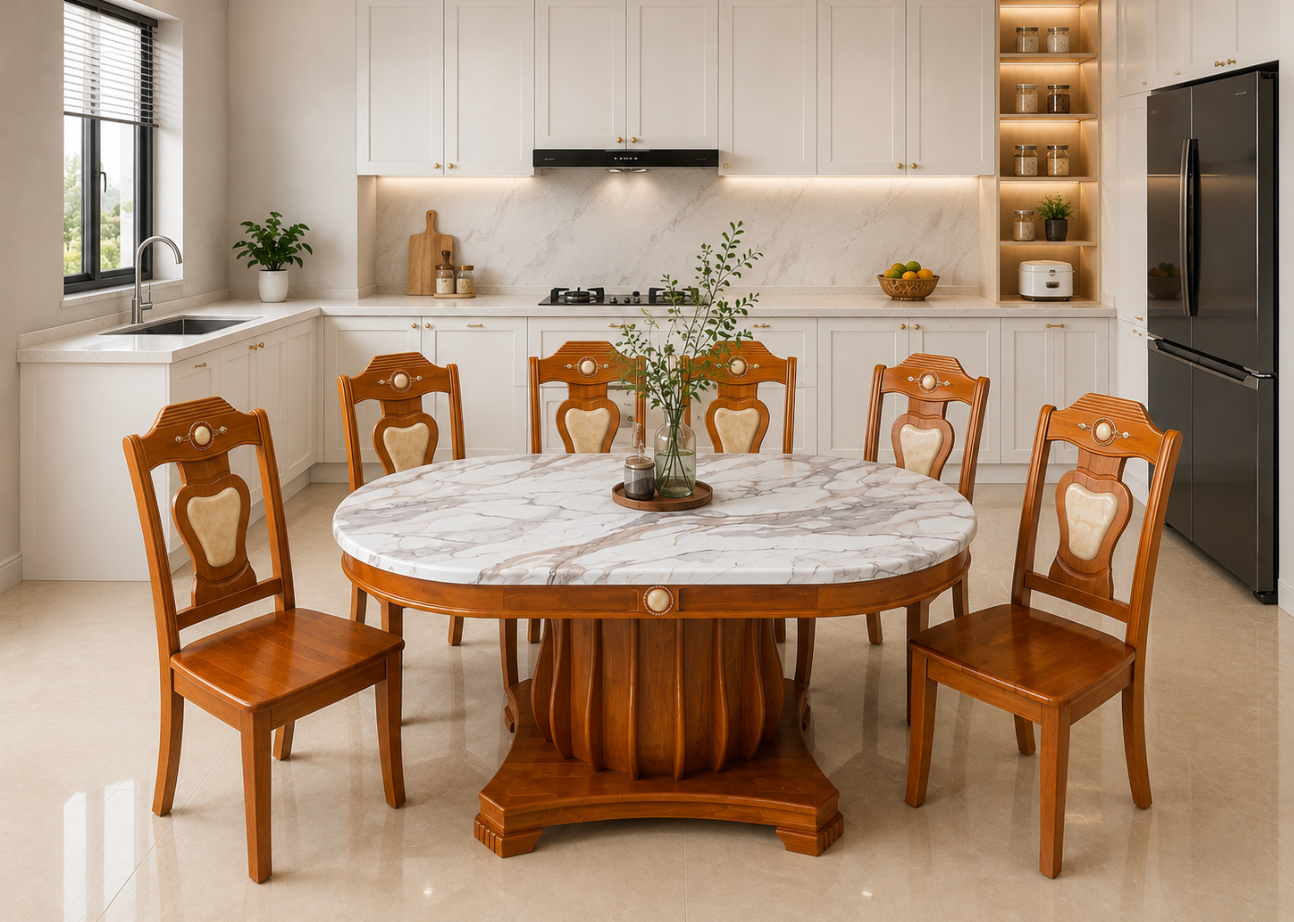 Bộ bàn ăn Doha Oval – nội thất phòng ăn