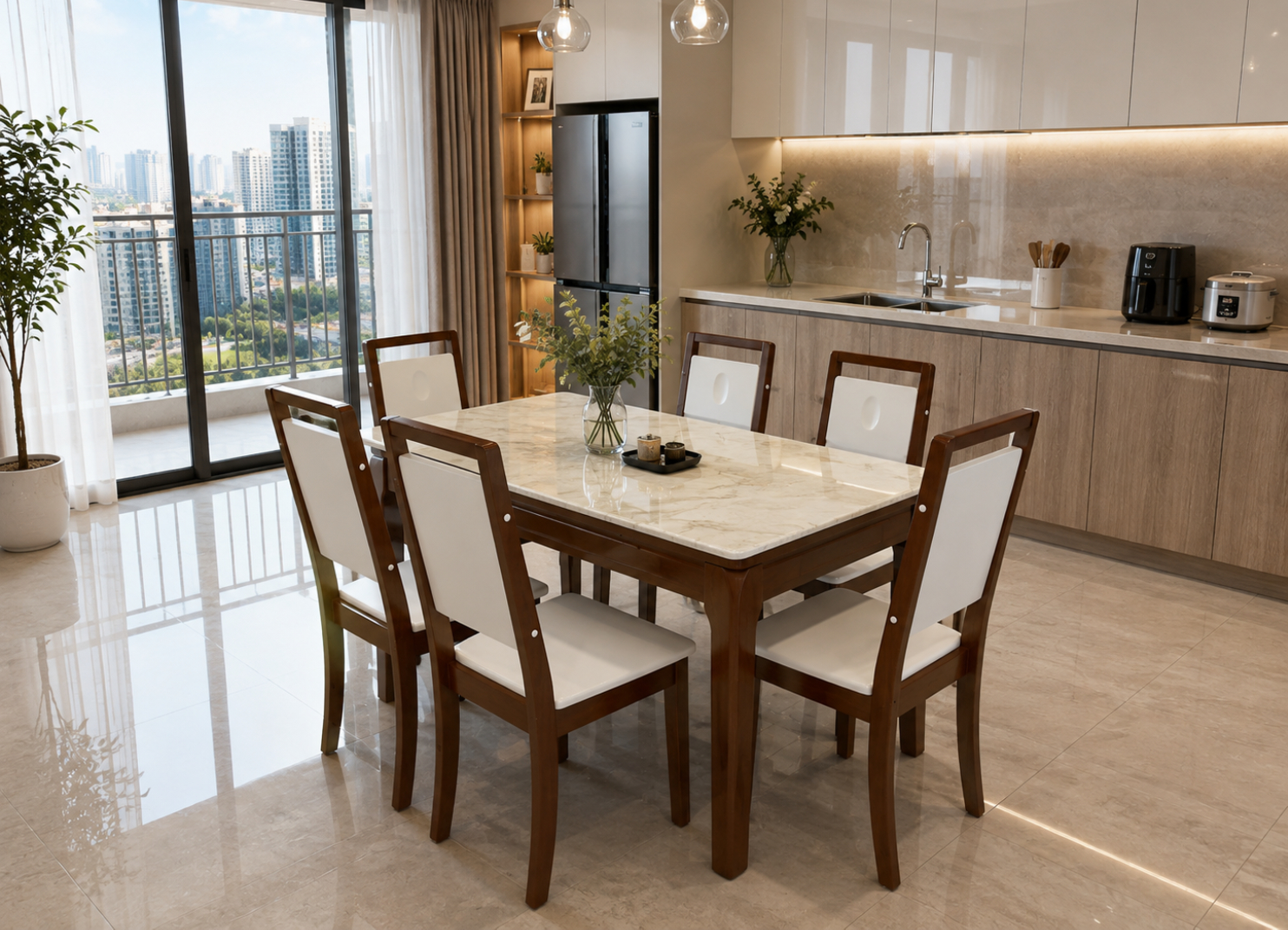 Bộ bàn ăn Lavega – nội thất phòng ăn